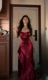 Classy Burgundy Dress Formal Mermaid Prom Outfit Weddings Long Party Dress HZ0311