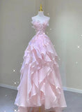 Pink princess evening dress, fairy party dress, girl¡¯s birthday flower dress, Sweet 16 Prom Dresses HZ0311
