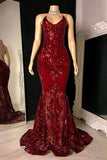 Gorgeous Halter V-Neck Sleeveless Mermaid Prom Dresses Sequins Long Vestidos De Dia HZ0311