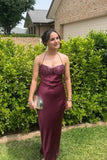 Sexy Mermaid Halter Burgundy With Beaded Inspo Formal Party Gowns Long Prom Dresses HZ0311