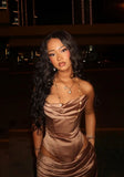 Elegant Sheath Strapless Satin Long Prom Dresses For Teens Evening Outfits Graduation Formal Dress HZ0311