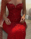 Classy Mermaid Sweetheart Burgundy Tulle Beads Prom Dresses Inspo For Teens Formal Dress Party Outfits Prom Gowns HZ0311