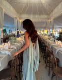 New Arrival Mermaid Light Sky Blue Chiffon Long Prom Dresses Inspo Formal Night Party Dress With Scarf HZ0311