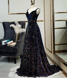 Sparkly Long A-line Lace Up Back Evening Prom Dresses Party Dress HZ0427