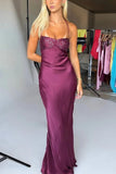 Elegant Mermaid Spaghetti Straps Burgundy Deep Red Satin Long Prom Dresses Formal Party Gowns Vestidos De Dia HZ0311