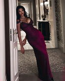 Vintage Mermaid V Neck Chiffon Burgundy Long Prom Dress Aesthetic For Teens Formal Dresses Party Outfits Prom Gown HZ0311