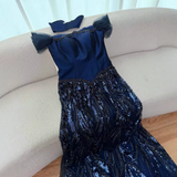 Customized Special Occasion Dress Navy Blue Prom Dresses Luxury Dress Sharon Happy Evening Dresses HZ0311