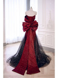 Sexy Special Occasion Dress Mermaid Sweetheart Red Black Tulle Prom Dresses With Pleated Party Dress Long Evening Dresses HZ0311