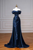 Simple Off Shoulder Satin Burgundy Long Prom Dress, Burgundy Long Formal Dress Party Gown HZ0311