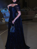 Customized Special Occasion Dress Navy Blue Prom Dresses Luxury Dress Sharon Happy Evening Dresses HZ0311