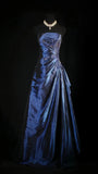Stunning Navy Blue Strapless Beaded Long Prom Dresses Evening Formal Dress HZ0311