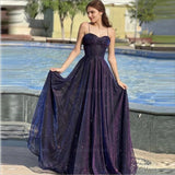 Sparkly Tulle Prom Dresses for Women Long Corset A Line Spaghetti Straps Glitter Formal Gowns Inspo Evening Dress HZ0311