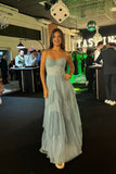 Modest A line Spaghetti Straps Blue Prom Dresses With Pleated Inspiration Long Party Night Evening Dress 18th Birthday Outfits HZ0311