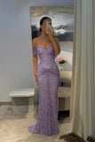 Modest Senior Prom Dresses High Schools Inspiration Mermaid Sweetheart Lilac Sequins Semi Formal Grad Long Prom Dress For Teens HZ0311