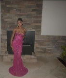 Classy Mermaid Sweetheart Sequin With Beaded Bodice Floor Length Long Maxi Prom Dresses Evening Dress 20th Birthday Outfits HZ0311