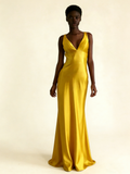 Turquoise V Neck Backless Mermaid Satin Long Formal Party Dress, HZ0427