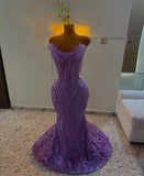Exquisite Mermaid Strapless Grape Sequin Long Prom Dresses Senior Formal Party Dress Prom Gown HZ0311