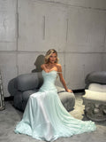 Romantic Off-The-Shoulder Chiffon Sleeveless Prom Dress Beads Pleats Graduation Gown HZ0311