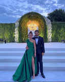 Classy Mermaid One Shoulder Dark Green With Ruffle Prom Dresses Wedding Guest Dress 20th Birthday Outfits HZ0311