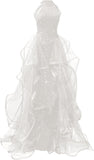 High Neck Sequins Prom Dresses Long A Line Tulle Sparkly Formal Evening Dresses Ball Gowns for Women HZ0311