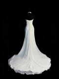 Modest Mermaid V Neck White Chiffon College Formal Outfit Long Prom Graduation Dresses For Teens HZ0311