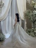 Luxurious Wedding Dresses Mermaid Scoop Neck With Cape Sequins Brides Dress For Brides Fitted Bridal Gowns HZ0311