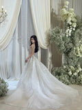 Luxurious Wedding Dresses Mermaid Scoop Neck With Cape Sequins Brides Dress For Brides Fitted Bridal Gowns HZ0311