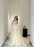 Luxurious Wedding Dresses Mermaid Off The Shoulder With Cape Long Brides Dress For Brides Fitted Bridal Gowns HZ0311