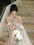 Simple Mermaid Off The Shoulder Tulle White Wedding Dress With Pleated Ruched Fairytale Brides Gown Wedding Dresses HZ0311