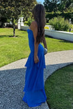 Charming Mermaid Spaghetti Straps Yellow Long Prom Dress with Ruffles Birthday Outfits HZ0311