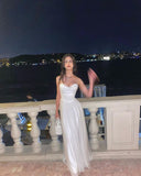 Modest Senior Prom Dresses High Schools Inspiration A Line Spaghetti Straps White Semi Formal Grad Long Prom Dress For Teens HZ0311