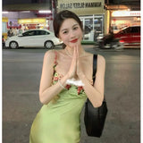 Simple A line Spaghetti Straps Satin Vestido De Desta Verde Green Prom Dresses Wedding Guest Dress HZ0311