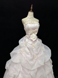 Light Pink Strapless A-Line Vintage Party Dresses Birthday Outfits Ball Gowns, HZ0427