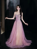 Glittery A Line Sweetheart Tulle Sequins Sleeveless Lilac Prom Dresses Inspiration Long Night Outfits Birthday Outfits HZ0311