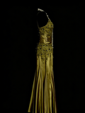 Classy Mermaid Spaghetti Strap Olive Green Senior Prom dresses High School Long Formal Dresses HZ0311