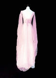 Vintage A line V Neck Pink With Long Sleeves Senior Prom dresses High School Formal Dress HZ0311