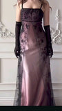 Vintage A line Spaghetti Strap Pink Beaded Bodice Satin Long Prom Dress Evening Outfits Formal Dress HZ0311