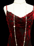 Vintage Fashion Night Aesthetic Mermaid Spaghetti Straps 80s 70s 90s Burgundy Velvet College Formal Outfit Long Prom Graduation Dresses HZ0311