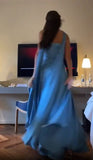 Elegant Strapless A Line Blue Prom Dresses Long Evening Dress HZ0311