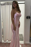 Cute Mermaid Scoop Neck Satin Long Prom Dress For Women HZ0311