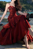 Simple Mermaid Sweetheart Burgundy Prom Dress, Burgundy Party Dress HZ0311