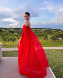 Elegant A Line Off The Shoulder Red Mother of the Bride/Groom Dress Simple Evening Formal Prom Dress HZ0311