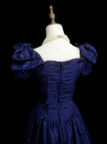 Vintage Ball Gown Royal Blue 1980s With Appliques College Formal Outfit Prom Graduation Dresses For Teens HZ0311