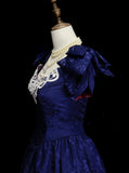 Vintage Ball Gown Royal Blue 1980s With Appliques College Formal Outfit Prom Graduation Dresses For Teens HZ0311