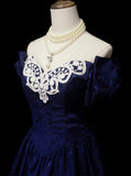Vintage Ball Gown Royal Blue 1980s With Appliques College Formal Outfit Prom Graduation Dresses For Teens HZ0311