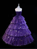 Luxurious Ball Gown Strapless Grape With Lace 2026 Prom Dress 16 Birthday Party Dress For Women Formal Gown HZ0311