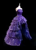 Luxurious Ball Gown Strapless Grape With Lace 2026 Prom Dress 16 Birthday Party Dress For Women Formal Gown HZ0311