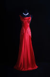 Retro Mermaid Spaghetti Strap Red Satin 90s Beaded Bodice Long Prom Dresses Inspo 18th Birthday Outfits Formal Dress HZ0311