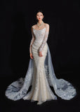 Romantic Long Wedding Dresses White Mermaid Strapless Lace Long Wedding Dress For Brides Fitted With Train Bridal Gowns HZ0311