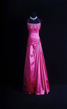 Retro A line Halter Hot Pink Satin 2000s Long Prom Dresses Inspo 19th Birthday Outfits Formal Dress HZ0311